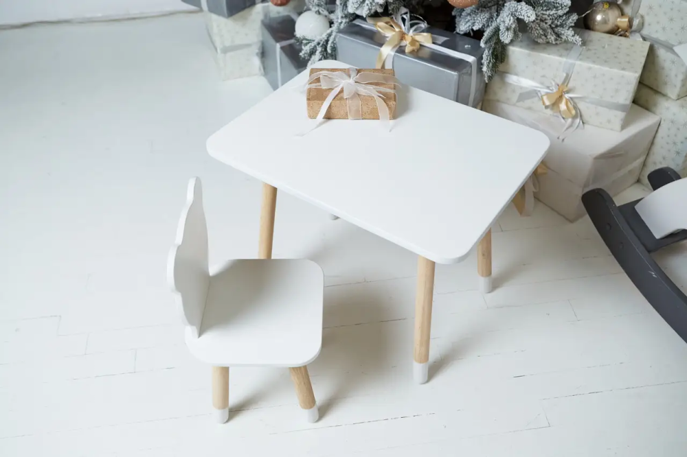 Детский прямоугольный столик (Белый) и стульчик Мишка (Белый) Винница - изображение 3