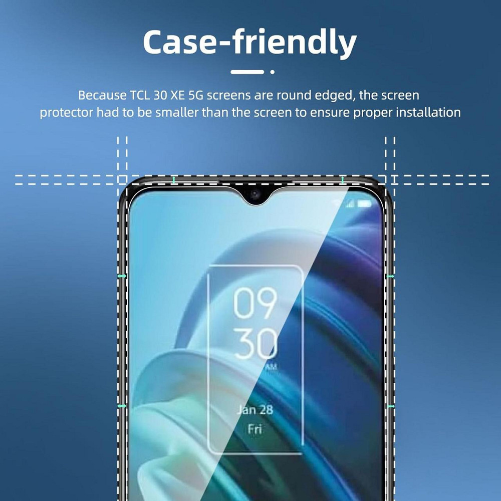 Захисне скло для TCL 30 XE 5G 2 шт чорне 0.33 мм 9H ультрапрозоре загартоване без бульбашок олеофобне Київ - фото 3