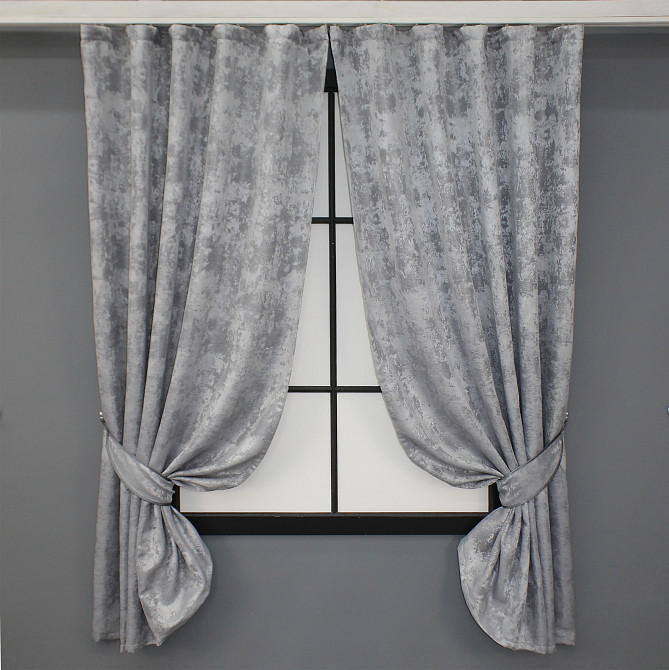 Комплект коротких штор VR-Textil Жаккард Sultan XO № 1124ш Жаккард Светло-серый 110х170 см 2 шт (39-954) Киев - изображение 1