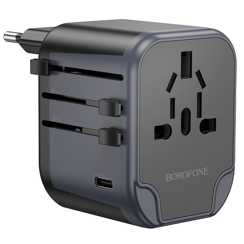 Мережевий зарядний пристрій BOROFONE BAC12 Leader 3-port(1C2A) universal conversion charger Black Одеса - фото 3