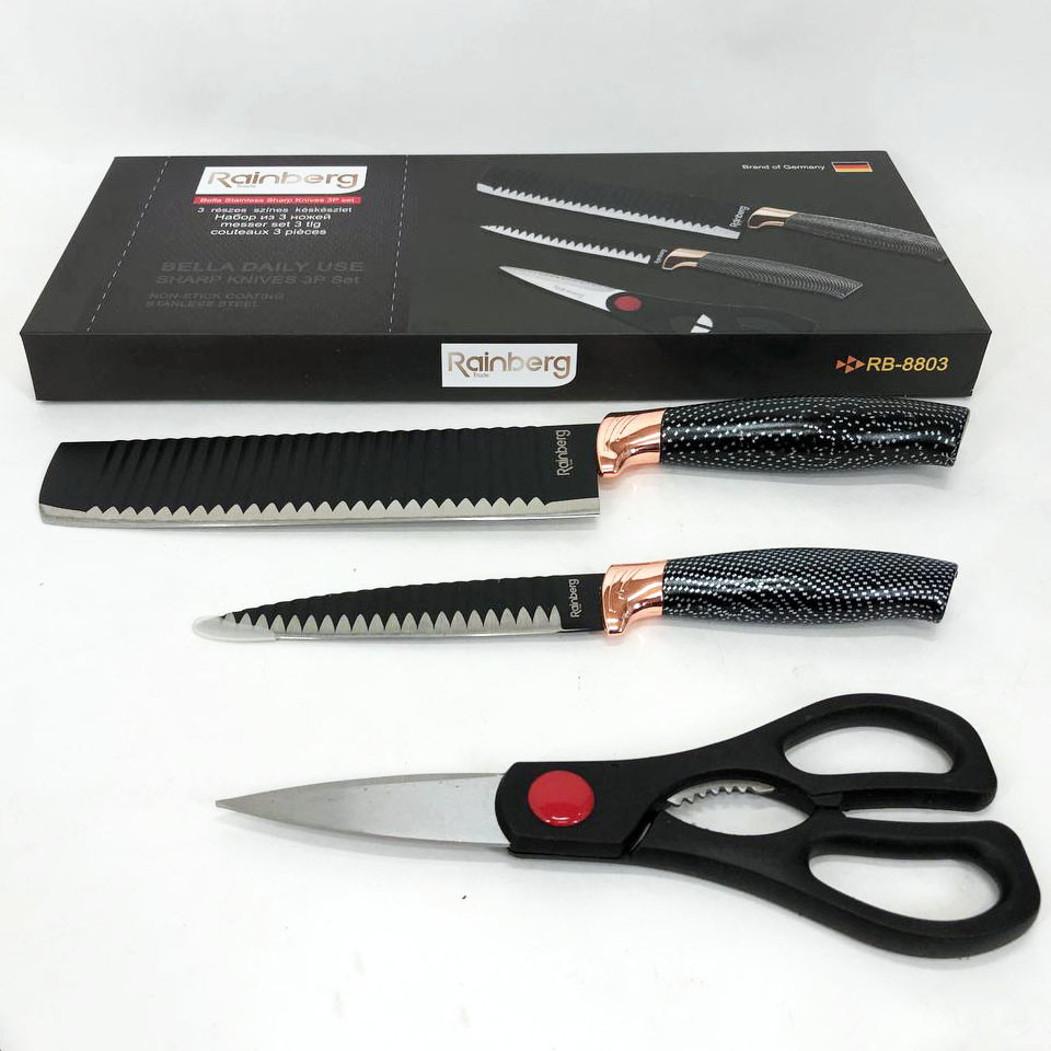 Набір ножиків для кухні Rainberg RB-8803, Набір кулінарних ножів ножів для домашнього кухаря CA-28 Львів - фото 4