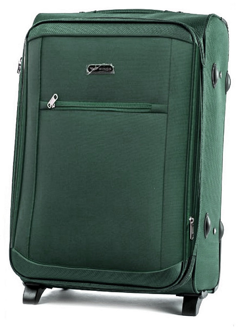 Валіза тканинна WINGS 1701 середня 64 см 2 колеса зелена Київ - фото 1