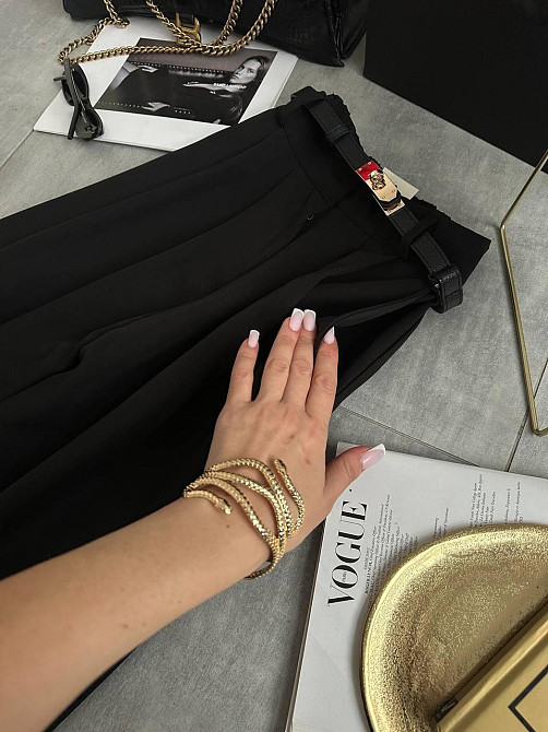 Женские универсальные базовые брюки палаццо костюмка Черный, 44/46 Одесса - изображение 4