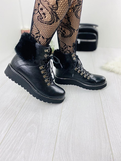 Черевики жіночі D and V чорні натуральна кожа зима висота 13см розмір 37 (2195) Коломия - фото 6