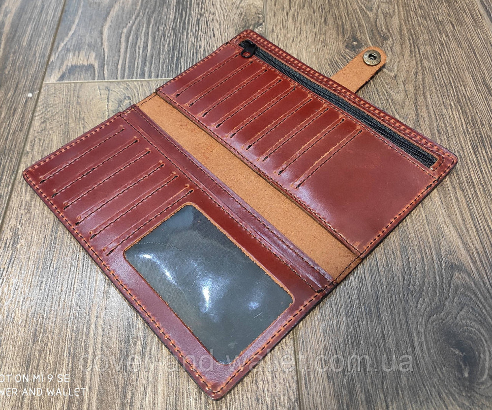 Тонкий мужской кожаный кошелек купюрник ручной роботы Puos Киев - изображение 3