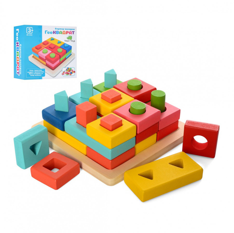 Дерев'яна іграшка Геометрика MD 2345 сортер-вкладиш Вінниця - фото 1