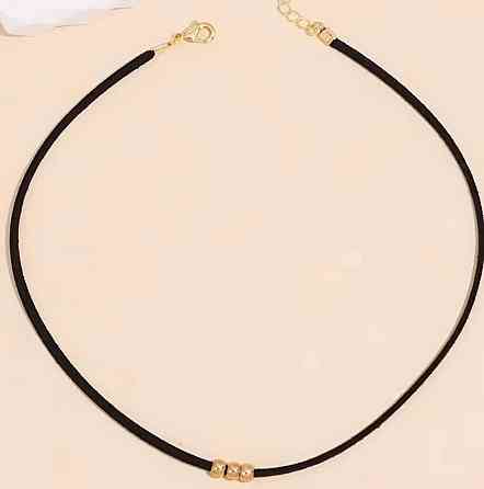 Чокер на шею с бусинами минималистичное ожерелье черный шнурок украшение для женщин Киев