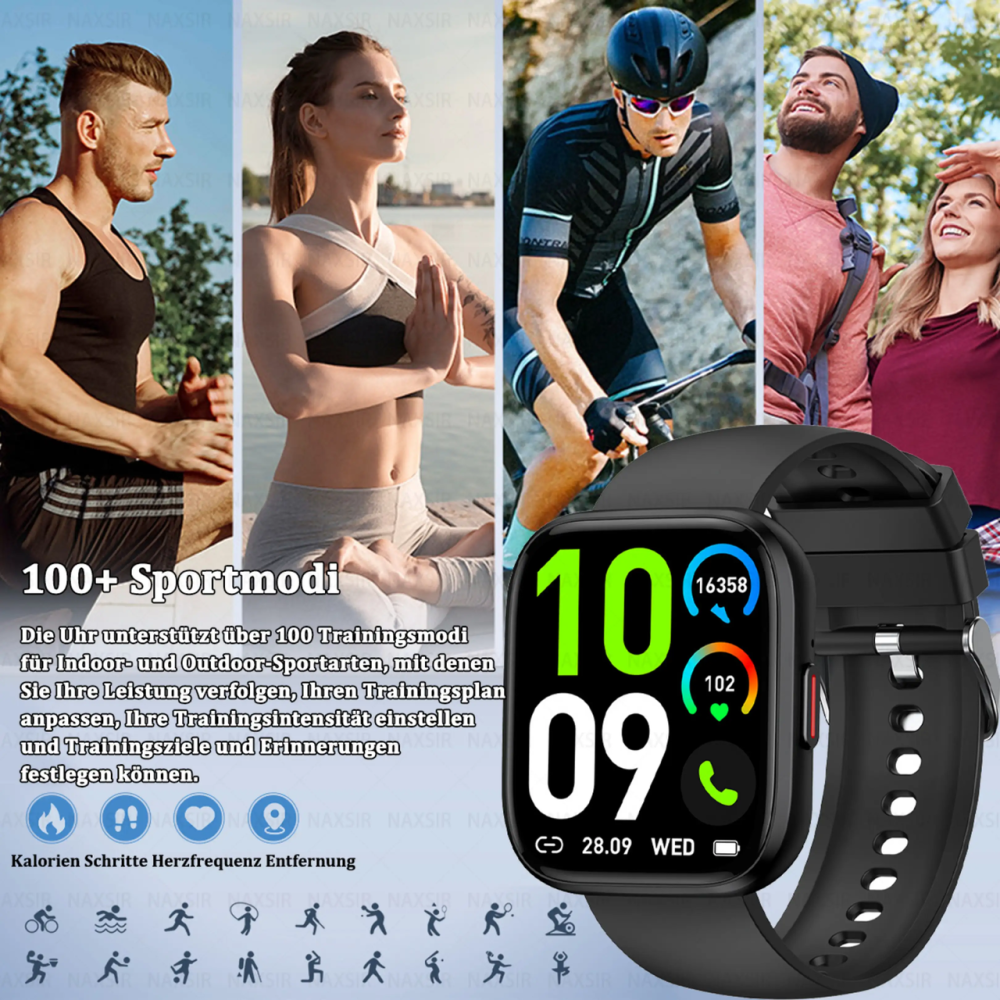 Смарт-часы EYUSALL P114 1,85″, Bluetooth-звонки, пульсометр, SpO2, 100+ спортивных режимов, IPX8, iOS/Android, Black Киев - изображение 4