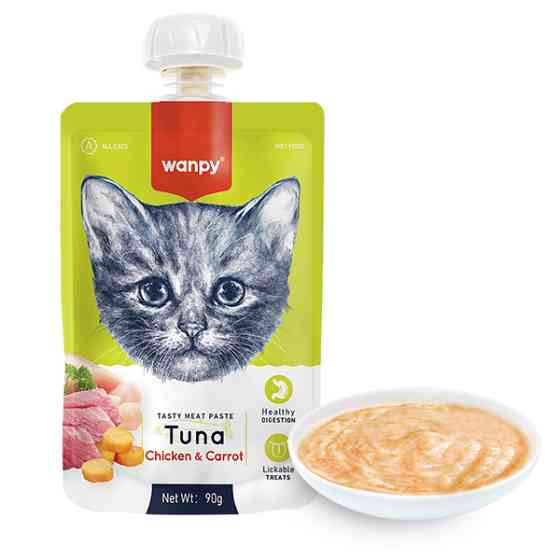 Wanpy Tuna Chicken & Carrot ВАНПИ КРЕМ-ПЮРЕ ТУНЕЦ И КУРИЦА С МОРКОВЬЮ жидкий корм для котов Киев