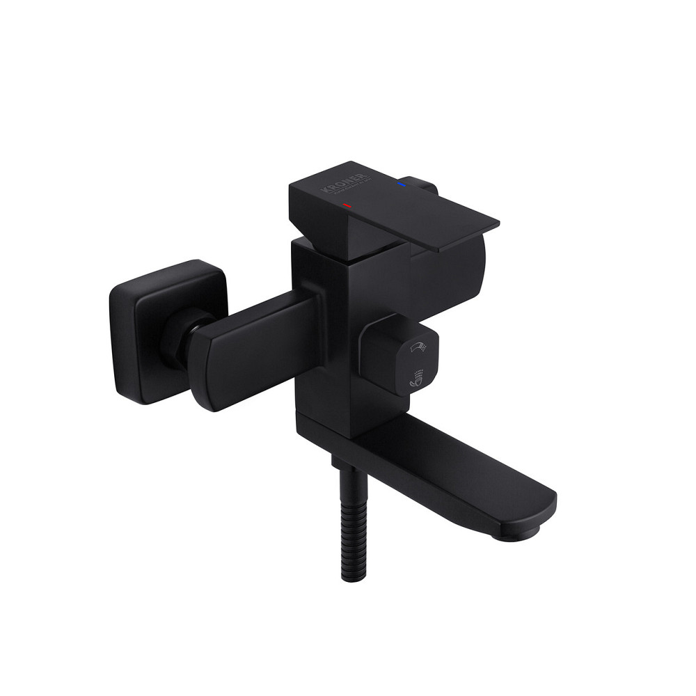 Змішувач для ванни з душовим гарнітуром Kroner KRP Edelstahl Kubus - SCH060 чорний Київ - фото 1