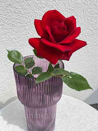 Ваза скляна 14,5*14,5*30 см "Тафт" рожеве товсте скло Київ