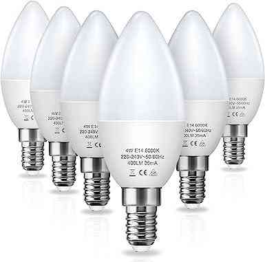 LED лампа-свеча Fulighture E14 C11 4 Вт 400 лм 6000K, аналог 40 Вт, холодный белый свет, 1 шт Киев