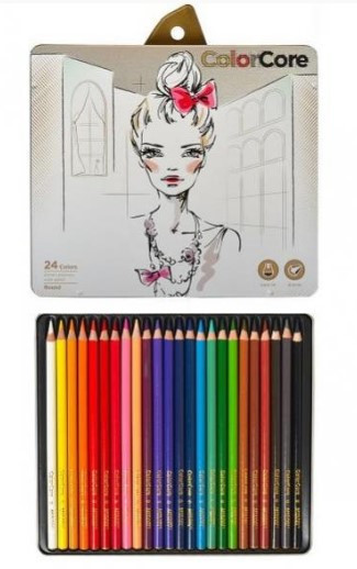 Олівці кольорові "Marco" "ColoCore" в металевому пеналі 24кол. 3130-24TN 4.0мм+1графітний HB круглів, шт Київ - фото 1