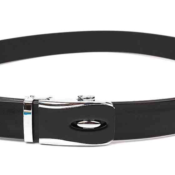 Брючный мужской ремень с пряжкой автомат из натуральной кожи Черный (Vintage) Киев