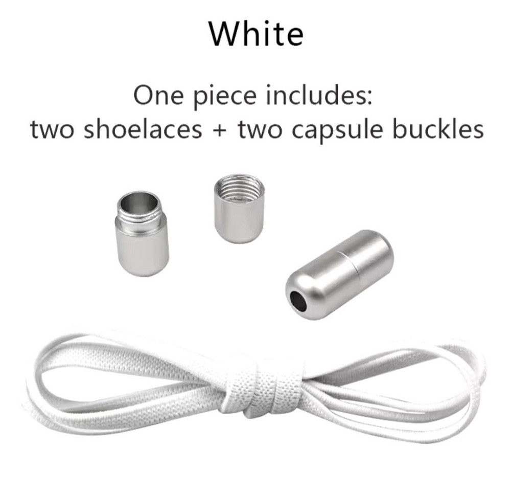 Шнурки еластичні без зав'язок з застібками в один колір Білий Сміла - фото 1