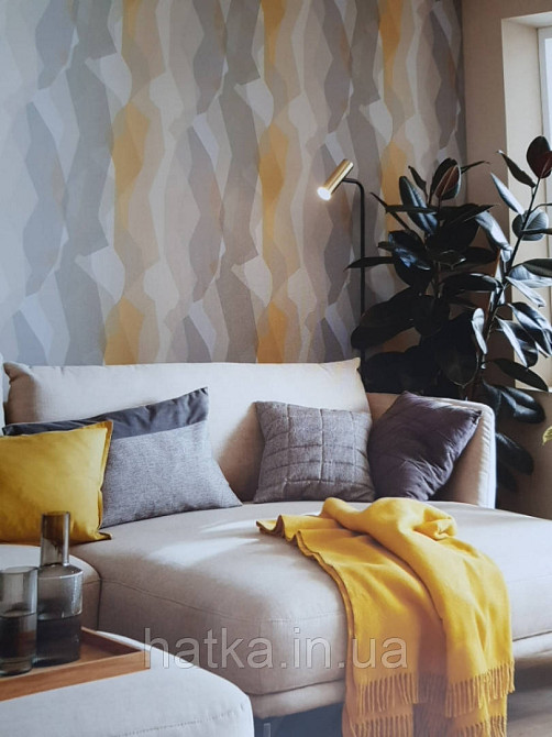 Обои виниловые на флизелине Marburg 31863 New modern панно геометрические фигуры волны абстракция разные цвета Киев - изображение 2