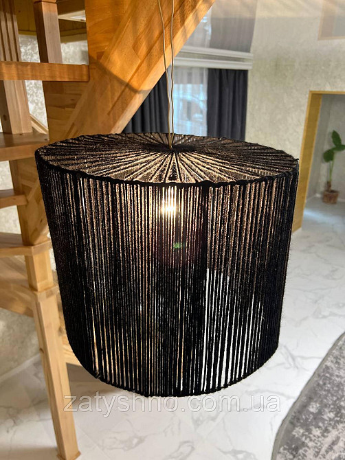 Абажур плетений круглий чорний Київ - фото 8