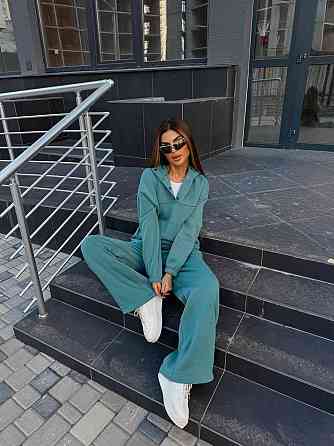 Жіночий стильний теплий повсякденний костюм-двійка на флісі Оливка, 42/44 Одеса