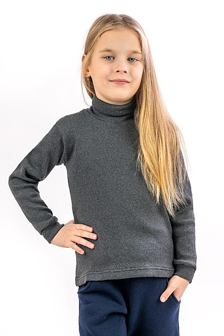 Водолазка дитяча, підліткова, темно-сіра, бавовна, топ Крохатушка одяг Київ - фото 2