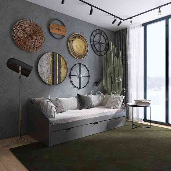 Ліжко односпальне з ящиками Еверест Комфорт 3 193х84х59 см Графіт (DTM-5728) Львів