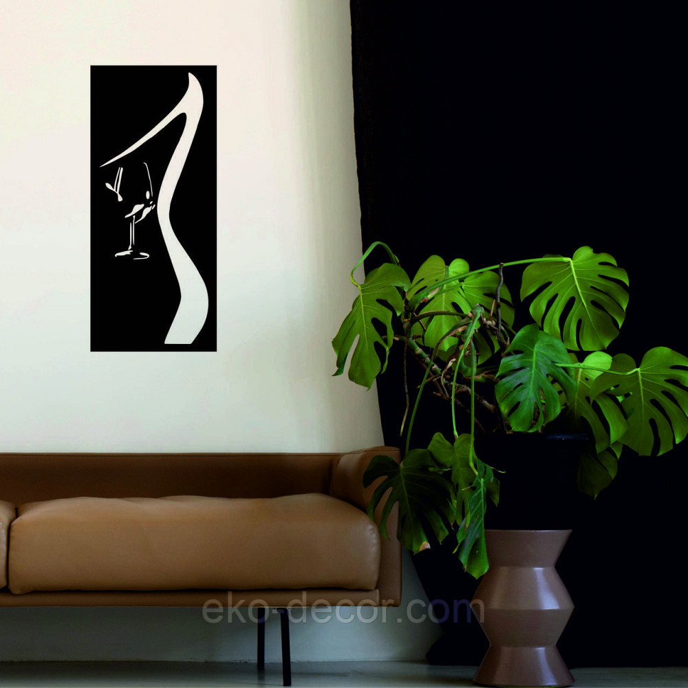 Декоративное настенное Панно «Силуэт женщины», Декор на стену 70*30 см, Черный Киев - изображение 1
