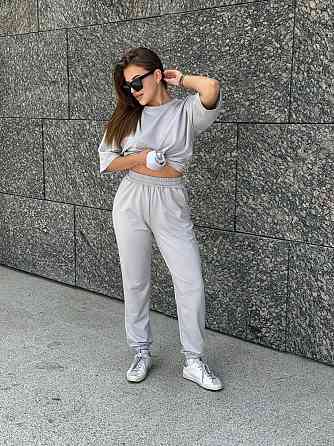 Спортивный костюм женский футболка и штаны джогеры Серый XL-XXL Харьков