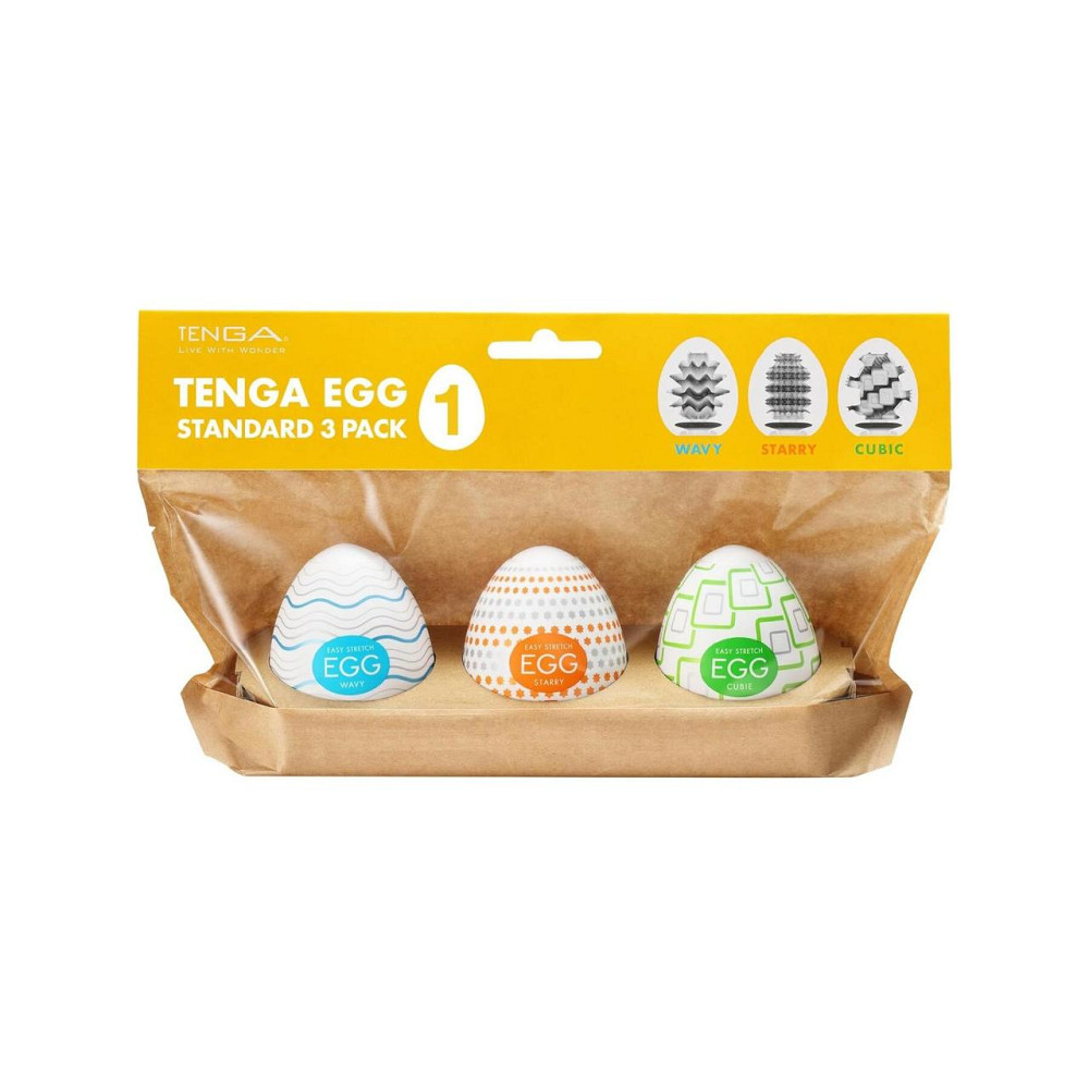 Набір мастурбаторів-яєць Tenga Egg Standard 3 Pack 1 (Wavy, Starry, Cubic) Sex Aura Київ - фото 1