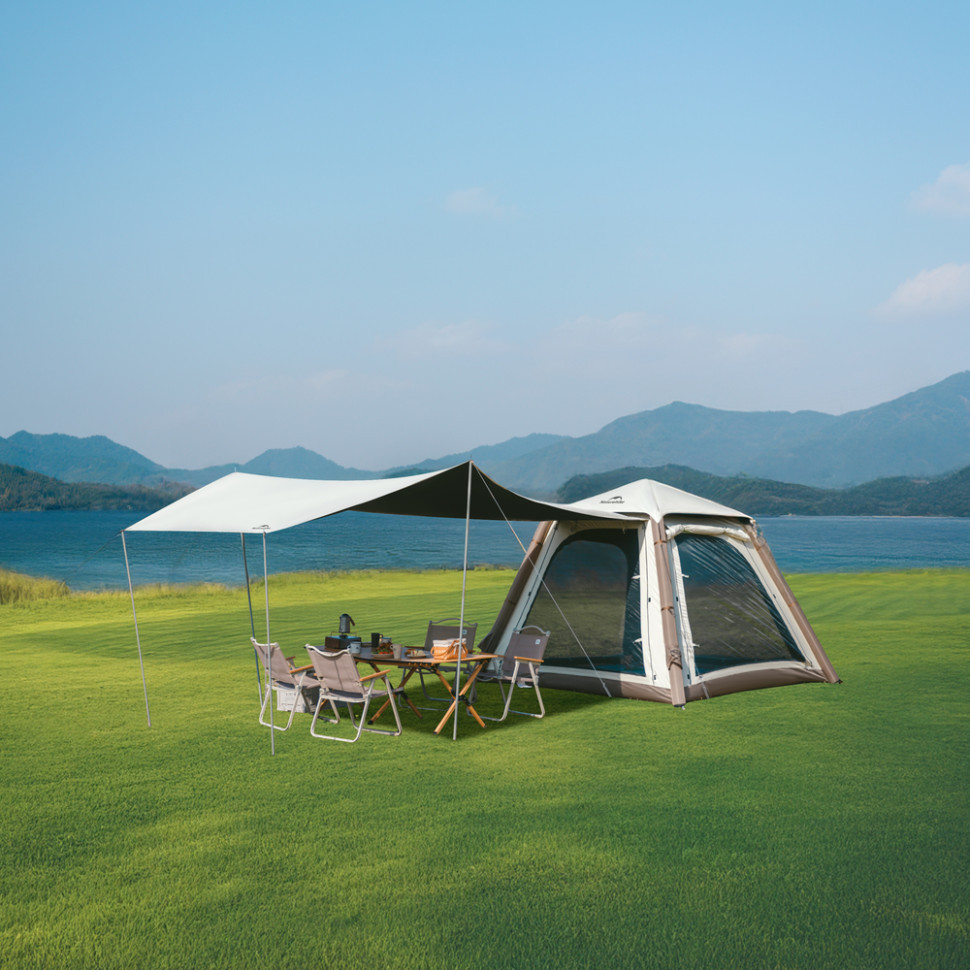 Палатка четырехместная автоматическая надувная с тентом Naturehike Ango CNK2550WS017, коричневая Ровно - изображение 3