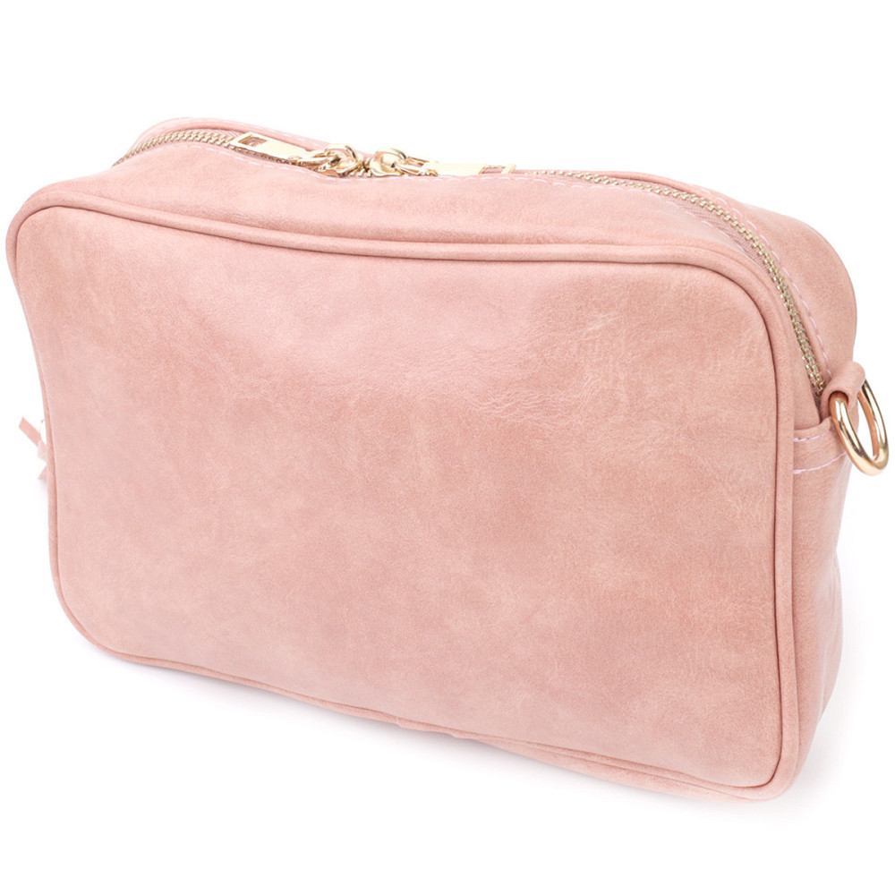 Жіноча сумка з плюшевою вставкою на лицьовій стороні з екошкіри Vintage sale_15133 Рожевий Київ - фото 2