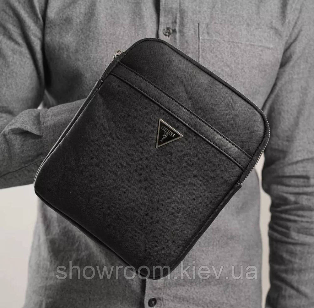 Чоловіча брендова сумка на плече (7513) чорна Київ - фото 7
