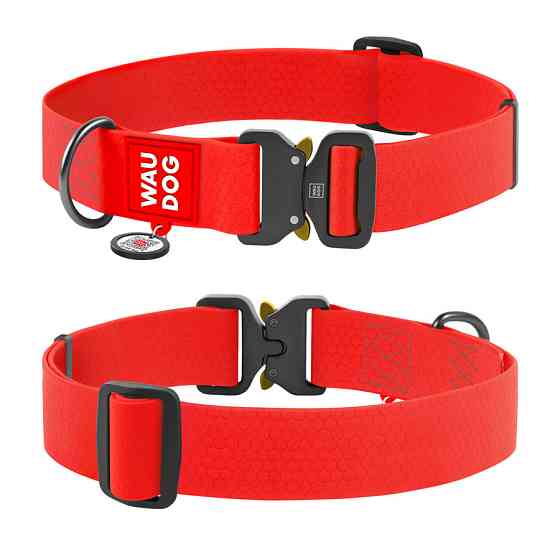 Ошейник для собак водостойкий WAUDOG Waterproof c QR паспортом, металічна пряжка-фастекс, Ш 40 мм, Дов 46-70 см, червоний Київ