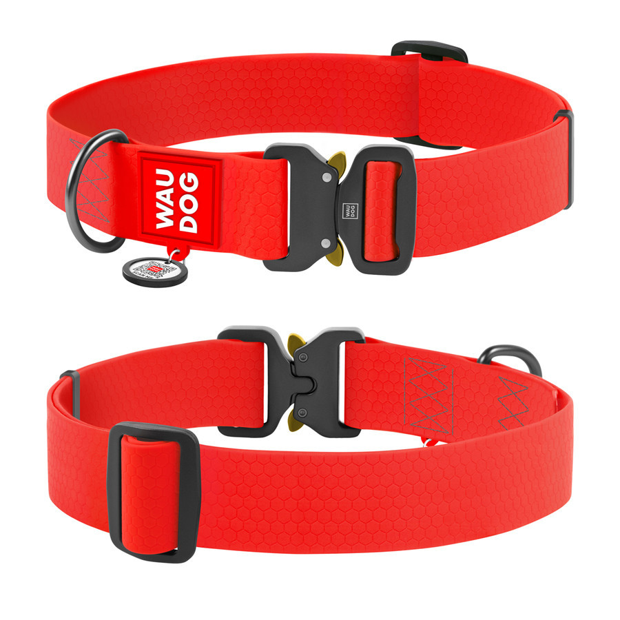 Ошейник для собак водостойкий WAUDOG Waterproof c QR паспортом, металлическая пряжка-фастекс, Ш 40 мм, Дл 46-70 см, красный Киев - изображение 2
