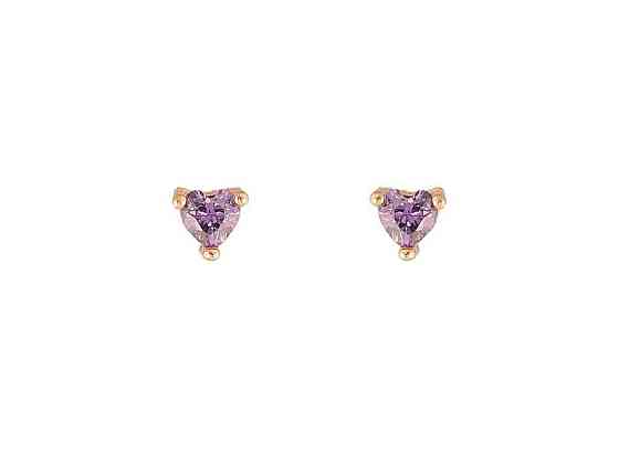 Серьги пусеты ML 18K Сиреневые кристалльные сердца 3х3мм 303592 ТМ XUPING Киев