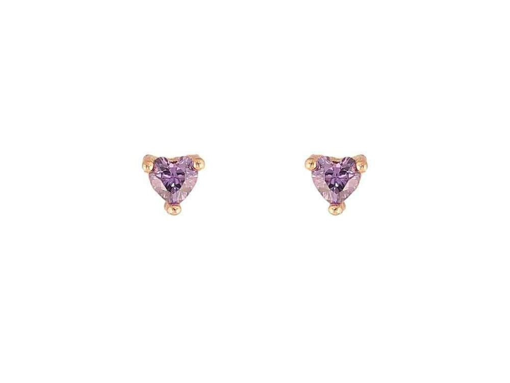 Серьги пусеты ML 18K Сиреневые кристалльные сердца 3х3мм 303592 ТМ XUPING Киев - изображение 1