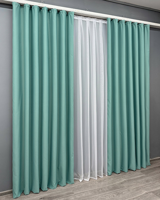 Комплект готовых штор VR-Textil Блэкаут Midnight № 1229ш Бирюзовый 200х270 см 2 шт (32-287) Киев - изображение 4