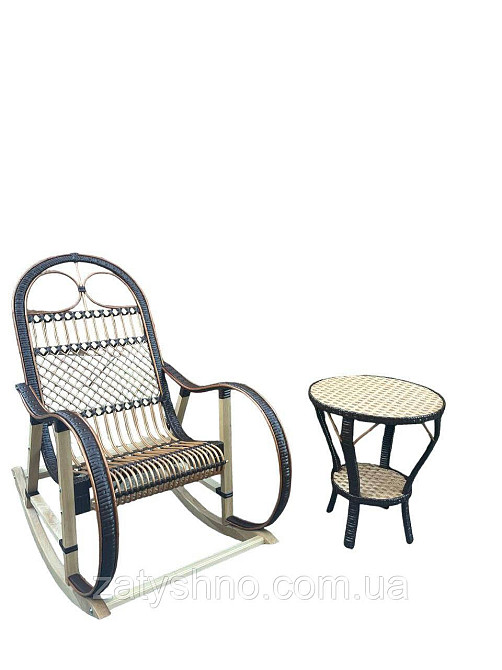 Кресло-качалка со столиком плетеное из ротангу Киев - изображение 4