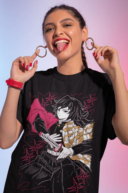 Футболка аниме Истребитель демонов оверсайз (S/M/L) Черний AnimeJ1111 Днепр - изображение 4