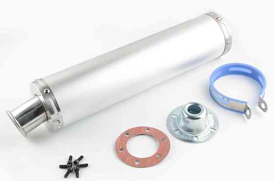 Глушник (тюнінг) 420 * 100mm, кріп. Ø78mm (нержавіюча сталь, срібло, прямоток, mod:1) Київ