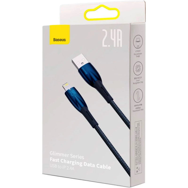 Кабель Baseus Glimmer для быстрой зарядки iPhone 2м Синий Киев - изображение 5