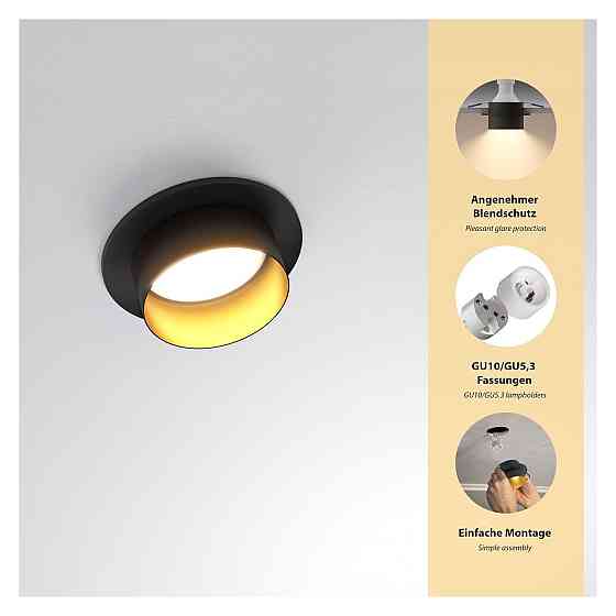 Монтажна рамка корпус для врізного світильника ledscom.de чорно золота матова алюміній Ø80 мм монтаж Ø58–75 мм для GU10 GU5.3 Київ