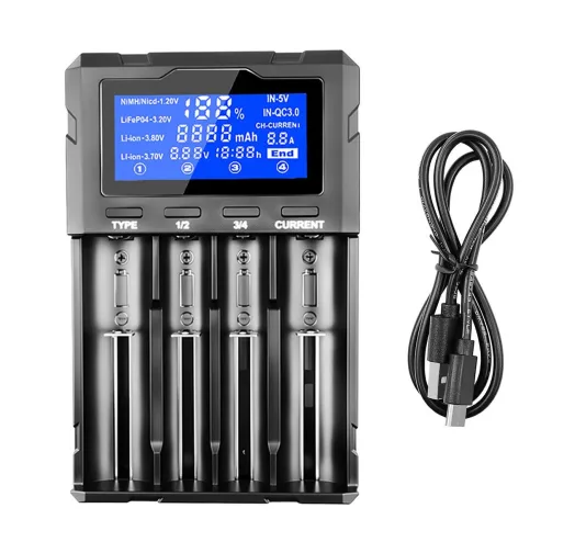 Зарядное устройство универсальное LiitoKala Lii-KU4 LCD Type-C для аккумуляторов (Li-ion IMR LiFe NiMH/CD) на 4 канала Киев - изображение 3