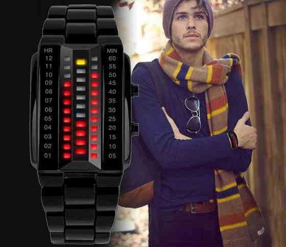 Уникальные бинарные мужские часы Skmei 1035 (Черные) Киев