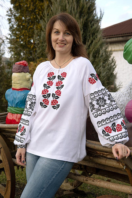 Вышиванка женская льняная, белая топ Киев - изображение 6