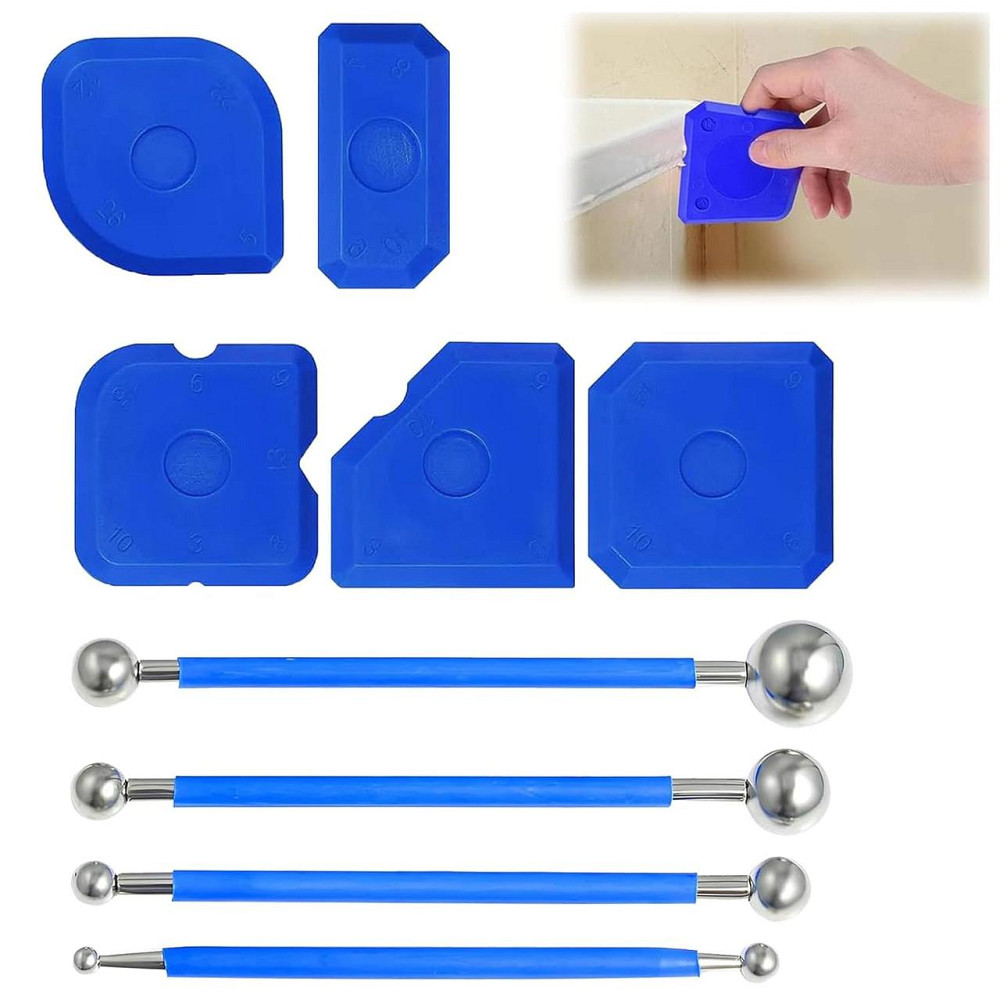 Набор инструментов для швов GB09/GUAB09 разноцветный 9 шт силиконовые шпатели и металлические шарики для Киев - изображение 6