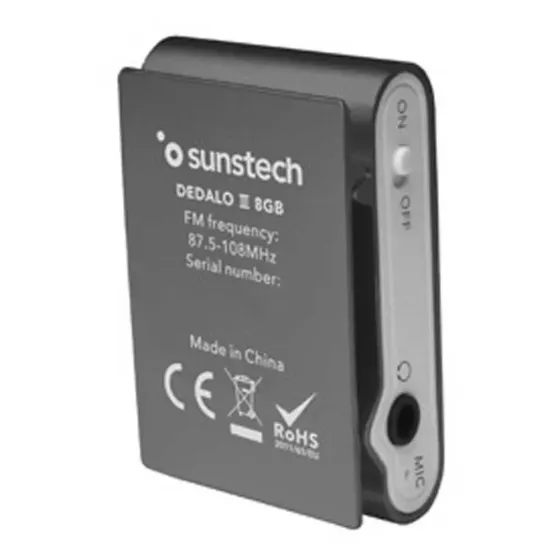 MP3-плеер Sunstech DEDALO III 8GB FM Grey, радио, диктофон, клипса Днепр