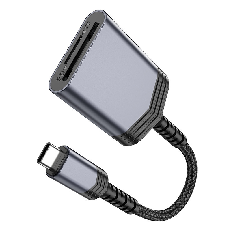 Кардридер HOCO UA25 2-in-1 card reader Type-C Metal Gray Одеса - фото 6