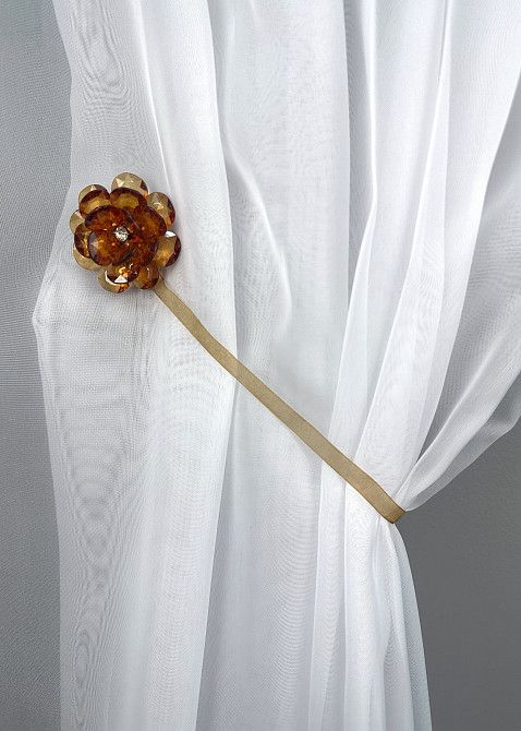 Магніти для штор і гардин Квітка набір 2 шт Бурштиновий (81-306) Київ - фото 4