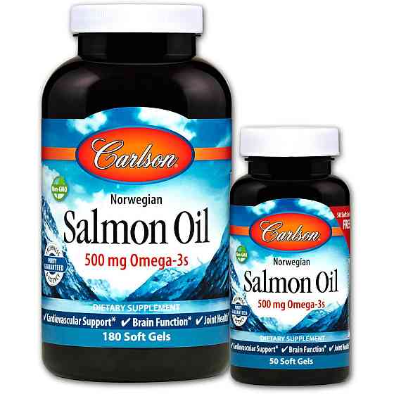 Масло лосося Carlson Salmon Oil 500 мг 180+50 капсул Київ