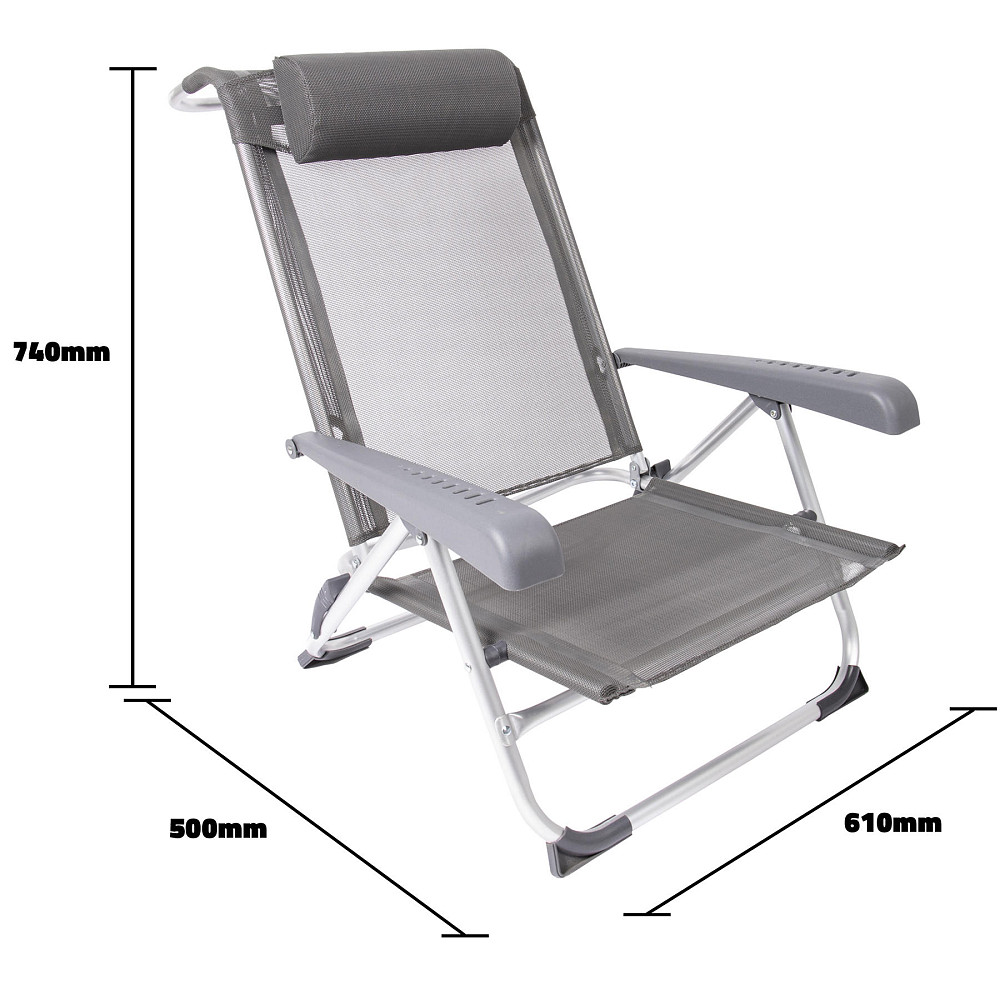 Кресло раскладное Bo-Camp Saint-Tropez Grey (1204796) Винница - изображение 7