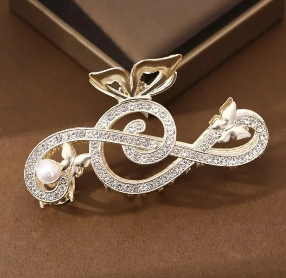 Шпилька-крабік для волосся "Нота з метеликом" Сміла - фото 3